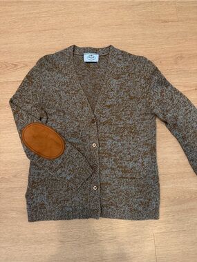 Prada Brown Heathered V-Neck Button Cardigan